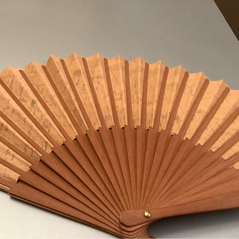 Natural Cork wood Hand Fan